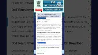 Department of Telecommunication LDC Recruitment 2025 #job #dot