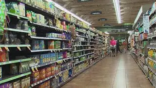 Empty shelves at grocery stores as people stock up ahead of new restrictions
