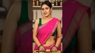 ✨ Luminous Hot Pink Silk Saree with Emerald Green Blouse | Elegance at Home 💖🍴 | Desi Sarees