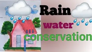 Rain Water Conservation For school Project 🌧 || save water school chart drawing #schoolproject 