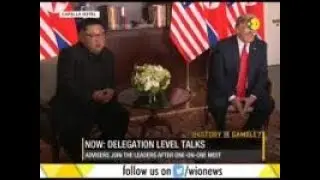 Delegation level talks between Kim-Trump underway at Capella hotel