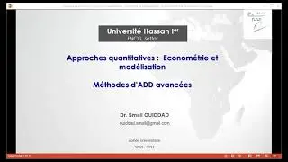 Approches Quantitatives - 1 : Introduction et plan