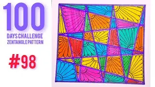 98#100 day's of tangling | Zentangle 100 days challenge | Zentangle doddle art | Zentangle Art