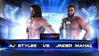 WWE- Aj Styles vs Jinder Mahal- 1 vs 1- SMACKDOWN- Lucha 5- W4