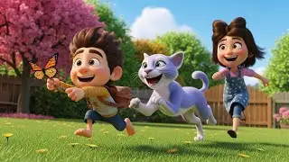 Kids Poem: Cute Puppy & Kitten Best Friends Adventure with Little Girl 🌈🐶🐱