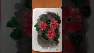 🤩 Love this painting #trending #easypainting #easyredflowers #easyflowers #art #arttutorial