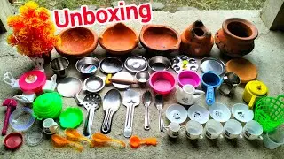 Unboxing Mini Kitchen Set ।। Miniature Kitchen Accessories ।। Mini Plastic And Steel Kitchen Set ।।