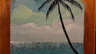 Painting warm ocean waves, clouds and atmosphere.  Acrylic paints on canvas ideas for beginners #art