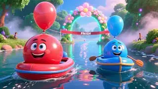 Balloon Boat Race 🎈⛵ | Fun Kids Song | Playful Learning Adventure