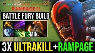 Triple Ultrakill+RAMPAGE [Bloodseeker] Battle Fury Build With 940GPM 7.19c | Dota 2 FullGame