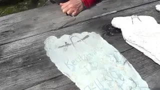 Footprint Casts on Thom Powell's table at the Handicap Pavilion at Salt Fork State Park