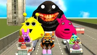 🛣️SPARTAN KICKING BIG BOU FAMILY FROM BOU'S REVENGE Of POU and SPRUNKI POU in FREEWAY Garry's Mod!