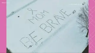 Someone left a Valentine's Day message for mom in snow outside Cleveland Clinic