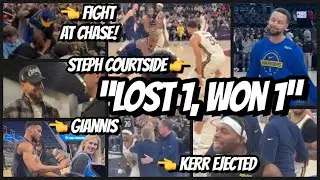 Warriors bts: Steph Curry daggers courtside 🗡️ Kerr ejected 😡 fight on Hello Kitty Night🥊 Giannis 🦌 