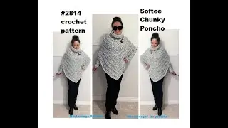 CROCHET PONCHO - SOFTEE CHUNKY TURTLE NECK PONCHO, #2814