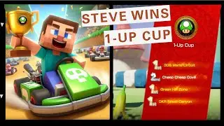 Steve from MINECRAFT wins 1-UP CUP in Mario Kart 8 Deluxe