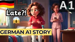 German A1 Story: I&rsquo;m Late! 😱 | Easy Beginner German with English