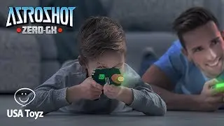 Astroshot Glow in the Dark Target Shooting Game Set with Foam Dart Gun | USA Toyz