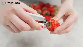 KITCHENDAO Strawberry Huller Corer Stem Remover with Safety Lock, Non-Slip Soft-touch Handle