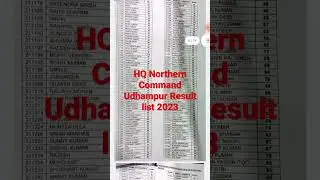 HQ Northern Command Udhampur Result list Out 2023 #military #army #aoc