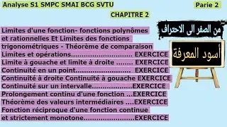 Analyse S1 SMPC SMAI BCG SVTU Chapitre 2 partie 2 Limites et continuité