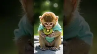 Adorable Baby Monkey Enjoys a Fresh Kiwi 🍈 | Cutest Animal Moment Ever
