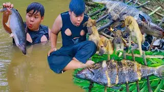 Technology Skills Food - Amazing cooking big fish for dog - Eating delicious