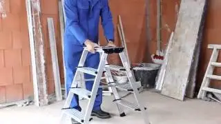 Лестница подставка. Einhandbedienung des KRAUSE Doppel KlappTritt Treppo