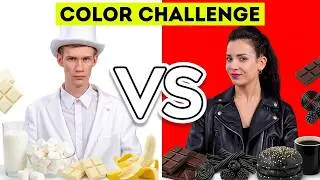 BLACK VS WHITE COLOR CHALLENGE! Eating Buying Everything In 1 Color For 24 Hours By 123 GO!CHALLENGE