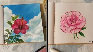 Realistic Flower Drawing tutorial l watercolor painting ideas for beginners..