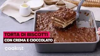 Torta di biscotti con crema e cioccolato: buonissima e senza cottura!