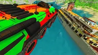 Beamng drive - Throwing Cars At Boat #2