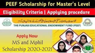 PEEF Scholarship 2020-21 for Master's Level || PEEF Scholarship for M.phil