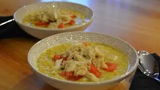 Corn Chowder with Tomato Relish and Crab