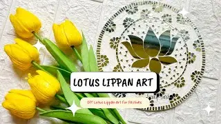 Lotus Lippan Art for Festives | DIY Mirror Craft on Cake Cardboard | Texture Art Tutorial 🪷🐚🪕🦢