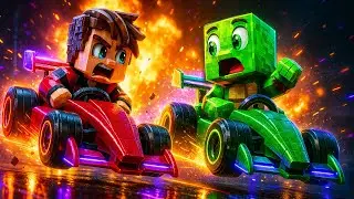 Minecraft JJ et Mikey &ndash; La COURSE FOLLE de voitures ULTRA RAPIDE! M&eacute;ga rampes, crashs & derby! 🚗🔥