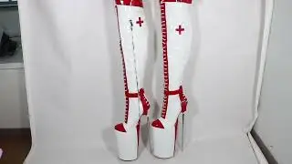 Sorbern 30Cm Metal High Heel Nurse Boots For Women Fetish Style Platform Boot