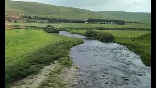 BEAUTIFUL LANARKSHIRE AND RIVER CLYDE, SCOTLAND. VIEWED FROM AVANTI PENDOLINO, WEST COAST MAIN LINE