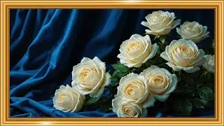 White Roses & Blue Velvet 🤍💙 | Luxury Classical Still Life | Framed TV Gallery