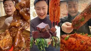 Mukbang #Spicy Noodles 🔥🍜 Pork 🤤 Meat 🍖🥓 Beef Chicken 🍗#food #beef #noodles 