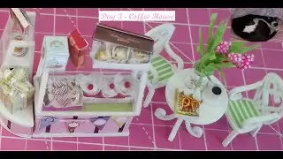 DIY Doll/Coffee House Miniature Model Build-Day 3-Finish Cake Cabinet & 2 Chairs & Table-Steps Guide