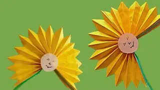 DIY paper fan | fan for kids | paper sunflower| how to make fan with paper | making paper fan