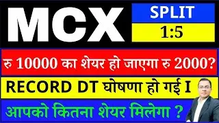 MCX Split Announcement I MCX SHARE LATEST NEWS I MCX SPLIT RECORD DATE I Multi Commodity Exchange