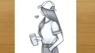 How to Draw a Girl Holding Coffee - Hidden Face Pencil Sketch for Beginners || Girl Drawing Easy 