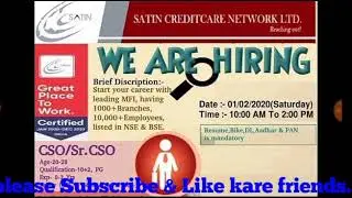 Satin microfinance m job kare. Salary:- 15342 से 17594 Rupiya p/m #@ with S.k success point