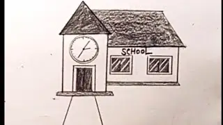 Easy School Building Drawing Tutorial | Easy Drawing Tutorial 