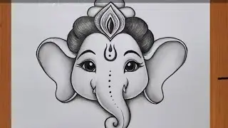 How to draw lord Ganesha Face - Easy Pencil drawing | Ganesh drawing | Ganapti drawing |easy Drawing