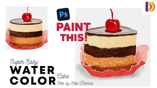 How to Paint Cake Dessert | Step by Step Digital Art Lessons | Photoshop Tutorial | Digital Painting
