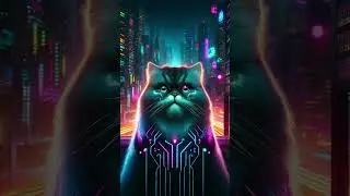 Unveiling CyberCats: Futuristic Feline Art in Cyberpunk Style #shorts