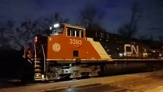 CN M321 departing with double AC44C6M! - Gare St-Lambert, Qc